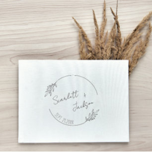 Minimalist Hand-written Botanical Save the Date Rubber Stamp