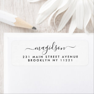 Minimalist Hand-written Elegant Script Family Name Return Address Label