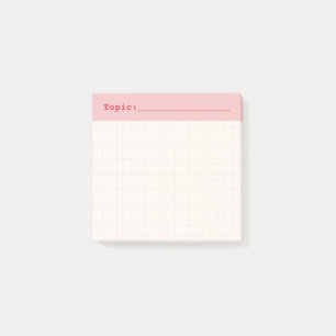 Minimalist HandDrawn Grid Topic Header Ballet Pink Post-it Notes
