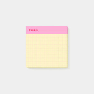 Minimalist HandDrawn Grid Topic Header Yellow Post-it Notes