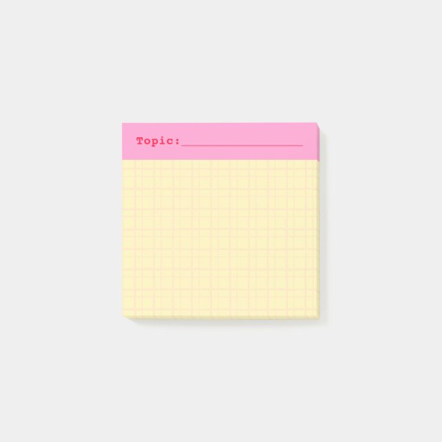 Minimalist HandDrawn Grid Topic Header Yellow Post-it Notes (Front)