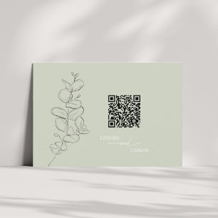Minimalist handdrawn leaves sage green details QR Enclosure Card