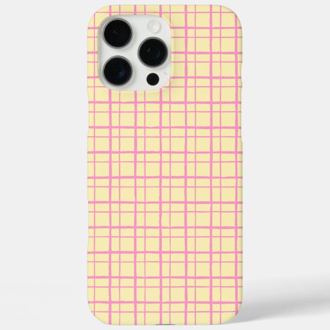 Minimalist HandDrawn Wobbly Grid Check Yellow Case-Mate iPhone Case (Back)