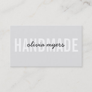 MINIMALIST HANDMADE simple white pale grey black Business Card