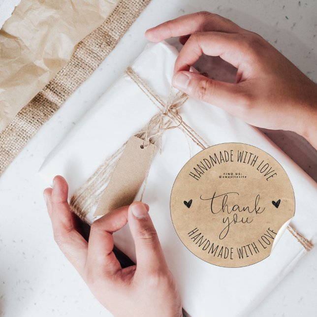 Minimalist Handmade With Love Classic Round Sticker (Creator Uploaded)