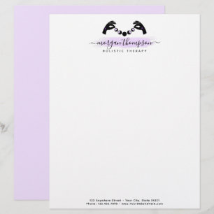 Minimalist Hands & Moon Phases Metaphysical Reiki Custom Letterhead