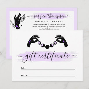 Minimalist Hands Moon Reiki Gift Certificate Card