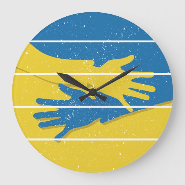 Minimalist Hands Support Ukraine, Save Ukraine Large Clock (Front)