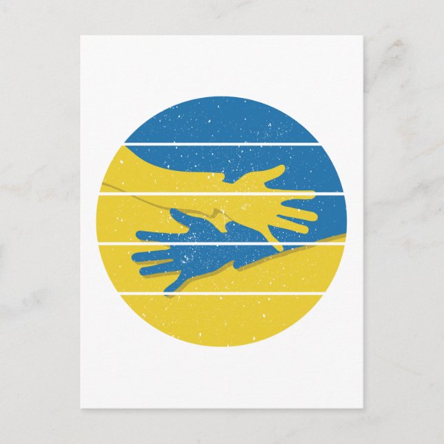 Minimalist Hands Support Ukraine, Save Ukraine Postcard (Front)