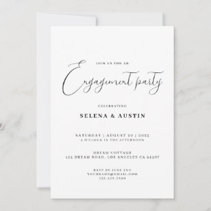 Minimalist Handscript engagement party Invitation