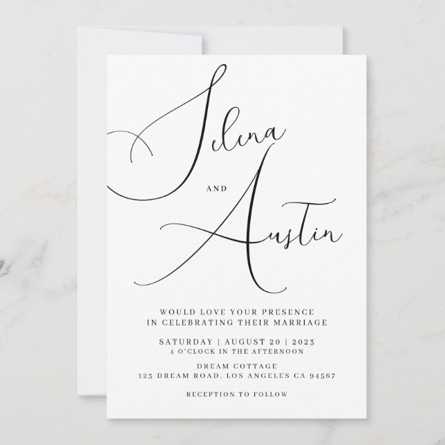 Minimalist Handscript Text and Photo wedding  Invitation (Front)