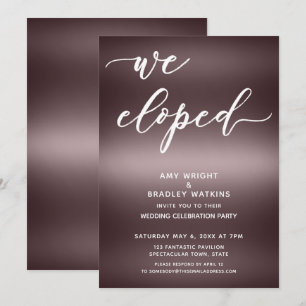 Minimalist Handwriting We Eloped Over Rose Gold Invitation