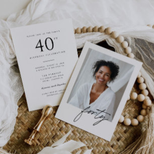 Minimalist handwritten 40th Birthday For Her Invitation
