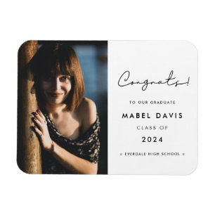 Minimalist handwritten Congrats graduate photo Magnet