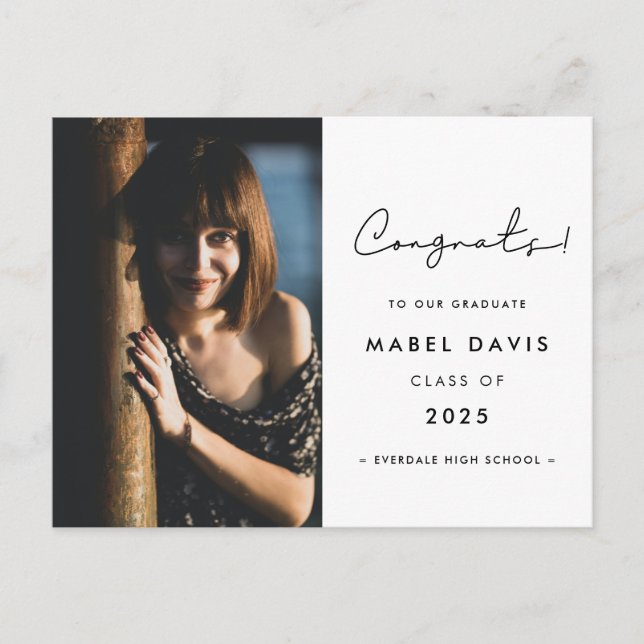 Minimalist handwritten Congratulations photo Postcard (Front)