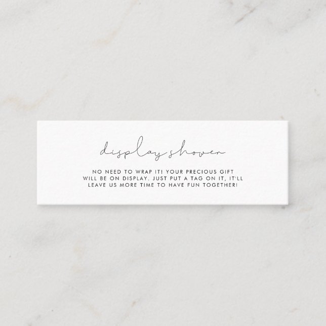 Minimalist handwritten Display shower card insert (Front)
