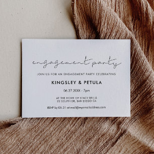 Minimalist handwritten engagement party invitation