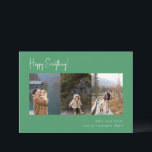 Minimalist Handwritten Green Multi Photo Four Holiday Card<br><div class="desc">Minimalist Handwritten Script Multi Photo Four Holiday Card in Green</div>