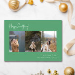 Minimalist Handwritten Green Multi Photo Four Holiday Card<br><div class="desc">Minimalist Handwritten Script Multi Photo Four Holiday Card in Green</div>