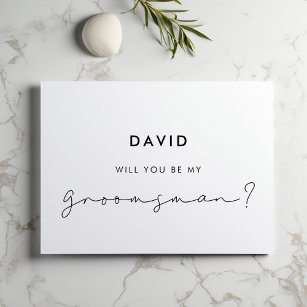 Minimalist handwritten groomsman proposal card
