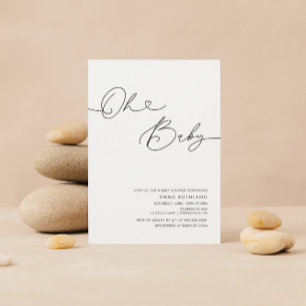 Minimalist Handwritten Heart Baby Shower Inv Invit Invitation