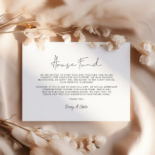 Minimalist handwritten House fund Enclosure Card