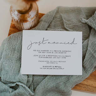 Minimalist handwritten Just married announcement