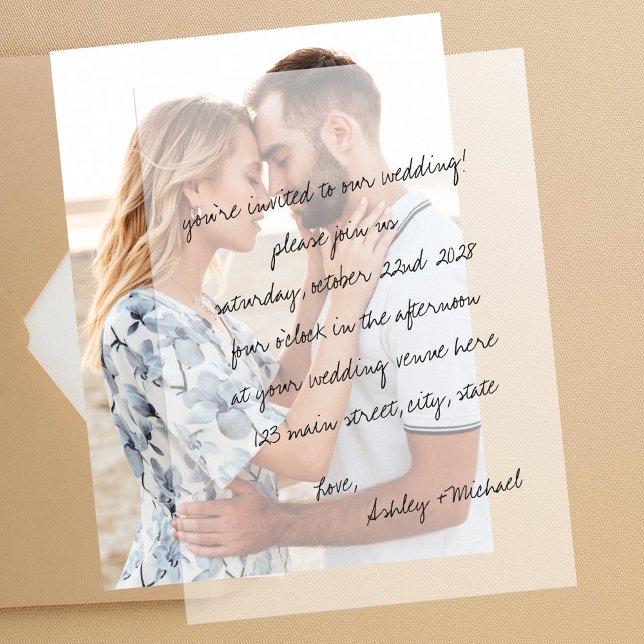 Minimalist Handwritten Letter Wedding Vellum Invitations (Creator Uploaded)