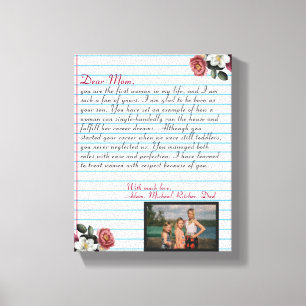 Minimalist handwritten love letter mum message canvas print