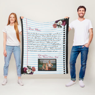 Minimalist handwritten love letter mum message fleece blanket