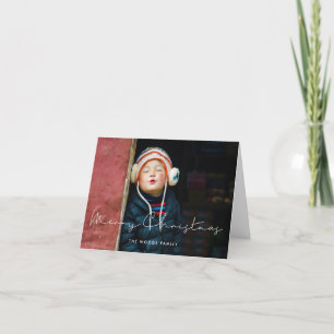Minimalist Handwritten Merry Christmas Photo Holiday Card
