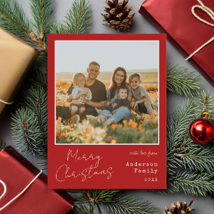 Minimalist Handwritten Merry Christmas Photo Holiday Card