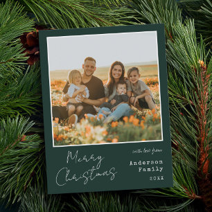 Minimalist Handwritten Merry Christmas Photo Holiday Card