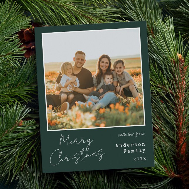 Minimalist Handwritten Merry Christmas Photo Holiday Card (Creator Uploaded)