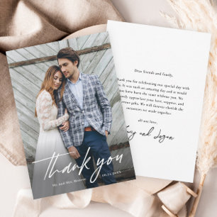 Minimalist Handwritten Photo Wedding Thank You Card