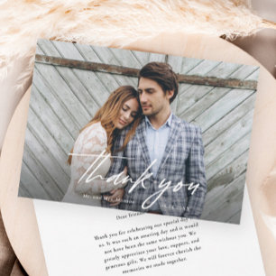 Minimalist Handwritten Photo Wedding Thank You Card