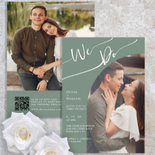 Minimalist Handwritten QR Code Two Photo Wedding Invitation