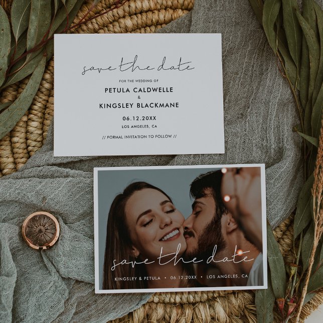 Minimalist handwritten Save the Date photo card (Minimalist handwritten Save the Date photo card)