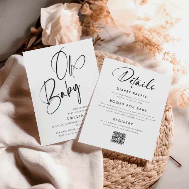 Minimalist Handwritten Script All in One Qr-code Invitation (Creator Uploaded)