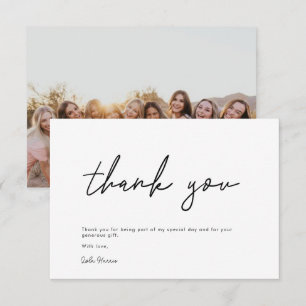 Minimalist Handwritten Script Black Bridal Shower Thank You Card