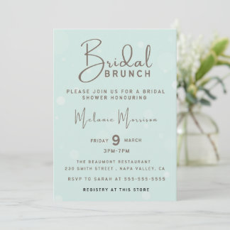 Minimalist Handwritten Script Brown Bridal Brunch Invitation