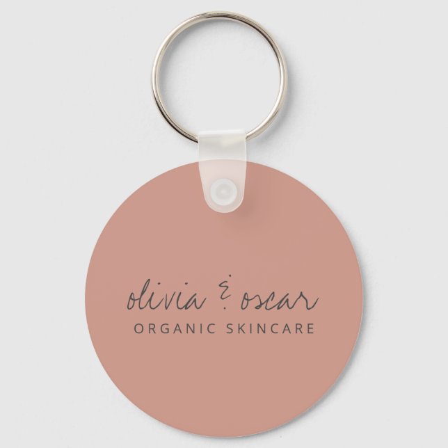 Minimalist Handwritten Script Dusty Rose Business  Key Ring (Front)