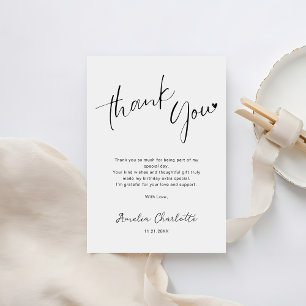 Minimalist Handwritten Script Heart Birthday Thank You Card