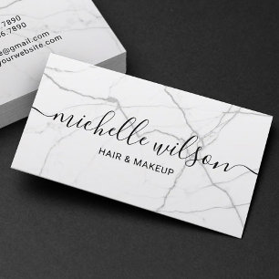 Minimalist Handwritten Script Modern Marble Salon Business Card