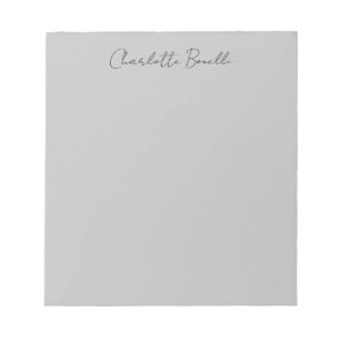 Minimalist Handwritten Script Name Grey Notepad