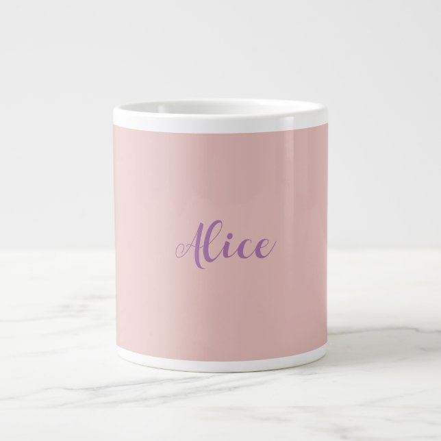 Minimalist Handwritten Script Name Rose Gold Large Coffee Mug (Front)