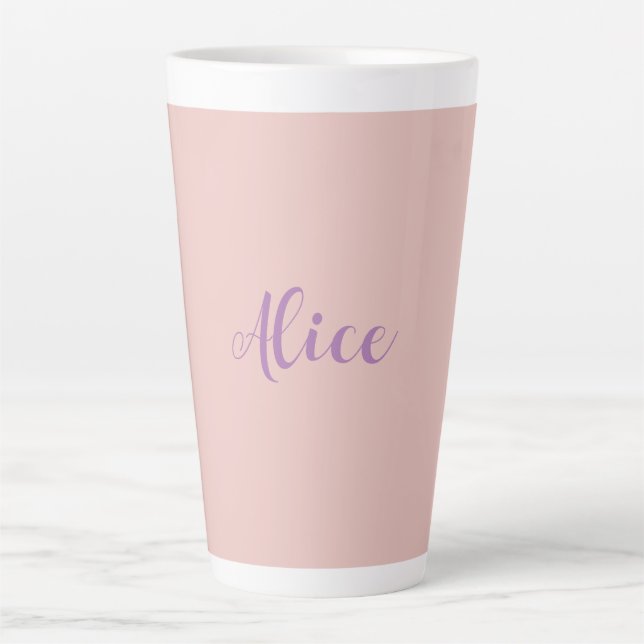 Minimalist Handwritten Script Name Rose Gold Latte Mug (Front)