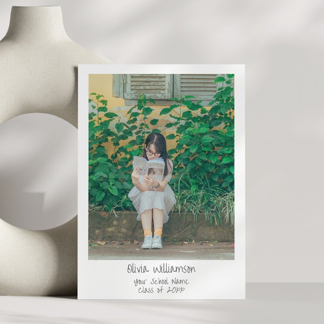 Minimalist Handwritten Script Photo Graduation Announcement (Creator Uploaded)
