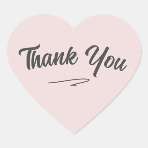Minimalist Handwritten Script Thank You Blush Pink Heart Sticker