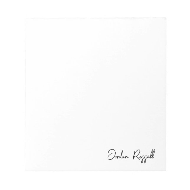 Minimalist Handwritten Signature Script  Notepad (Front)